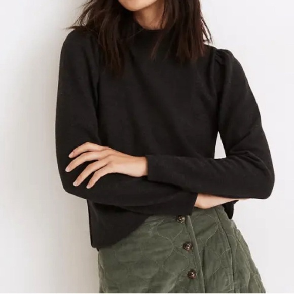Madewell Sweaters - Madewell Women's (Re)sourced Plush Mockneck Puff Sleeve Top Sweater Size M Gray